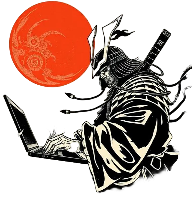 Ninja coding on laptop - Barun's digital avatar